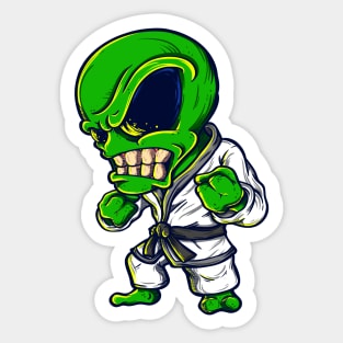 Karate Alien Retro Aliens Art Sticker